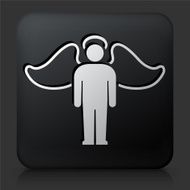 Black Square Button with Angel