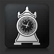 Black Square Button with Antique Clock N8