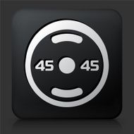 Black Square Button with Weights Icon