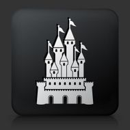 Black Square Button with Castle Icon N9