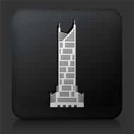 Black Square Button with Skyscraper Icon N6
