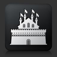 Black Square Button with Castle Icon N10