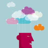 Businessman with cloud computing network information space N3