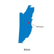 Detailed vector map of Belize and capital city Belmopan N2