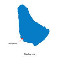 Detailed vector map of Barbados and capital city Bridgetown N2