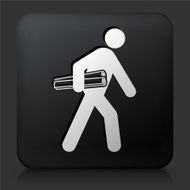 Black Square Button with Building Blueprints Icon N3