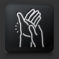 Black Square Button with Hands Pain Icon N2