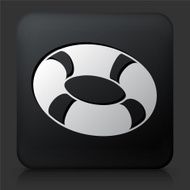 Black Square Button with Life Saver Icon N3