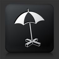 Black Square Button with Beach Umbrella Icon N2