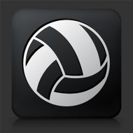 Black Square Button with Volleyball Icon N3