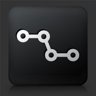 Black Square Button with Molecular Structure