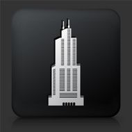 Black Square Button with Skyscraper Icon N7
