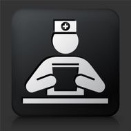 Black Square Button with Health Worker