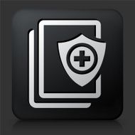 Black Square Button with Secure Medical Files
