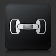 Black Square Button with Dumbbell N2
