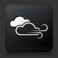 Black Square Button with Windy Weather