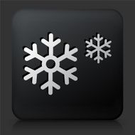 Black Square Button with Snowflakes N2