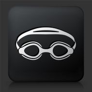 Black Square Button with Swimming Goggles