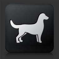 Black Square Button with Dog Silhouette N3