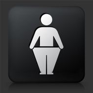 Black Square Button with Stick Figure and Weight Loss