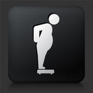 Black Square Button with Stick Figure on the Scale N2