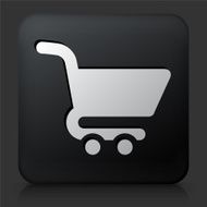 Black Square Button with Shopping Cart N7