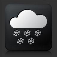 Black Square Button with Clouds and Snow