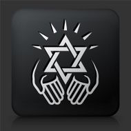 Black Square Button with Judaism Icon