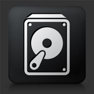 Black Square Button with Hard Drive Icon