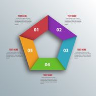 Abstract 3D Paper Infographics Pentagon shape Vector illustration