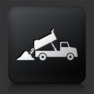 Black Square Button with Dump Truck N2