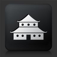 Black Square Button with Japanese Architecture