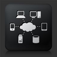 Black Square Button with Cloud Computing