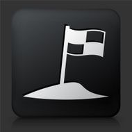 Black Square Button with Racing Flag N2