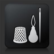 Black Square Button with Sewing Supplies
