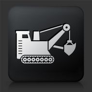Black Square Button with Mining Truck Icon