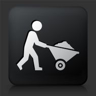 Black Square Button with Stick Figure Mining Icon