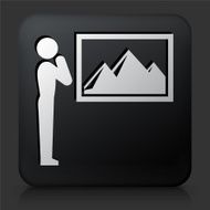 Black Square Button with Protrait Icon