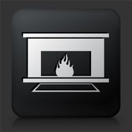 Black Square Button with Fireplace Icon