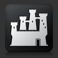 Black Square Button with Castle Icon N11