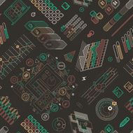 Line UI Infographic Seamless Pattern N2