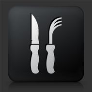 Black Square Button with Gardening Tools Icon N3