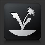 Black Square Button with Plants Icon N4