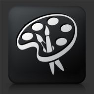 Black Square Button with Art Tools Icon