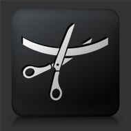 Black Square Button with Cutting Ribbon Icon