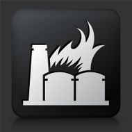 Black Square Button with Factory Fire Icon