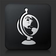 Black Square Button with Globe Icon N14
