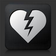 Black Square Button with Heartbreak Icon