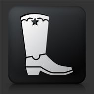 Black Square Button with Cowboy Boot Icon
