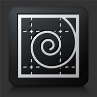 Black Square Button with Construction Blueprints Icon